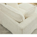 Chaise longue in velluto a coste beige da 121,4 cm con pouf
