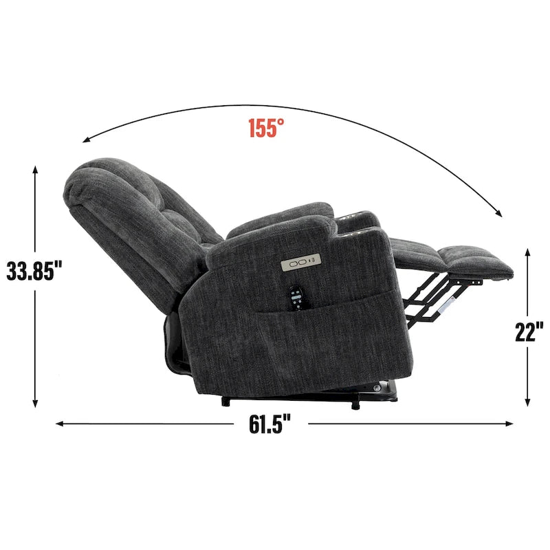 Poltrona Reclinabile Power Lift con Massaggio, Calore, Porte USB e Portabicchieri