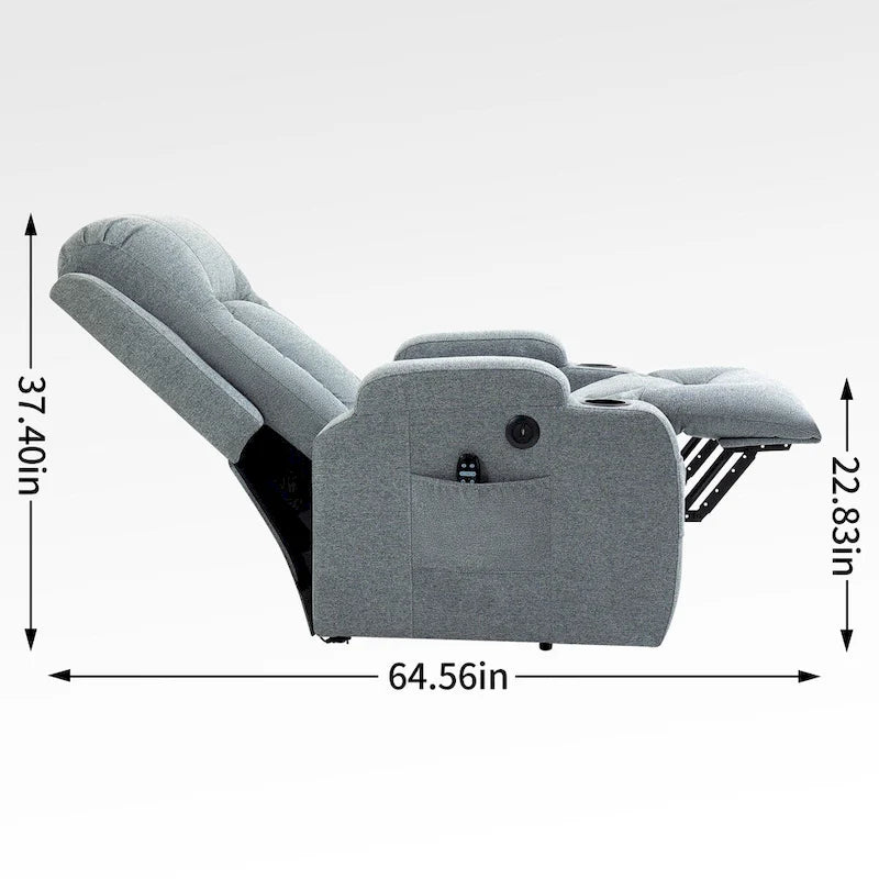 Poltrona Reclinabile Power Lift con Massaggio, Calore, Porte USB e Portabicchieri
