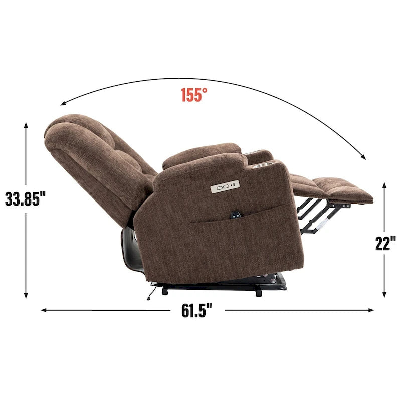 Poltrona Reclinabile Power Lift con Massaggio, Calore, Porte USB e Portabicchieri