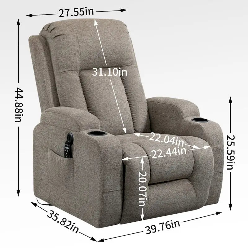 Poltrona Reclinabile Power Lift con Massaggio, Calore, Porte USB e Portabicchieri
