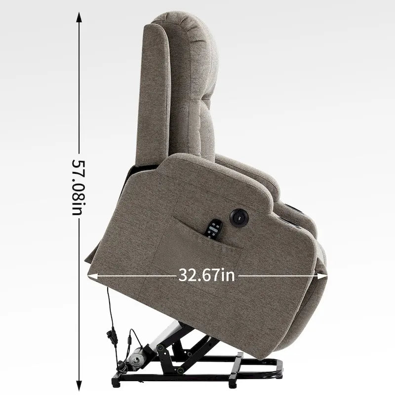 Poltrona Reclinabile Power Lift con Massaggio, Calore, Porte USB e Portabicchieri