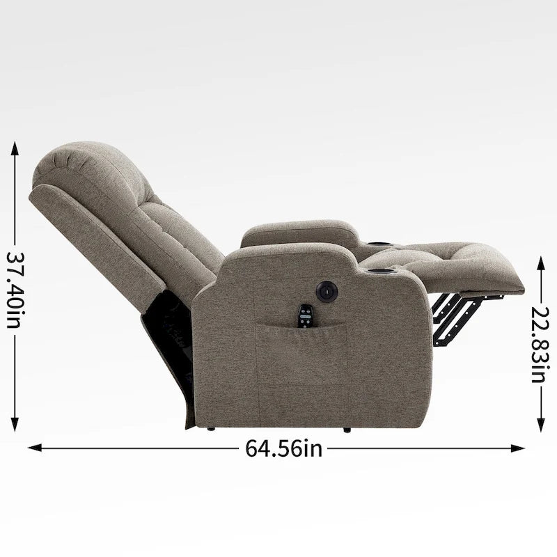 Poltrona Reclinabile Power Lift con Massaggio, Calore, Porte USB e Portabicchieri