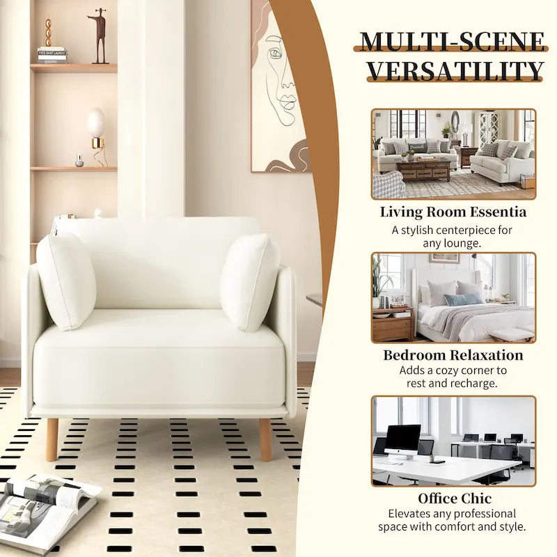 Poltroncina in tessuto con gambe in legno