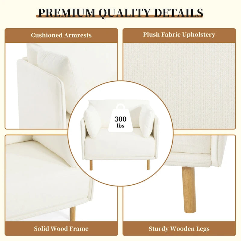Poltroncina in tessuto con gambe in legno