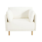 Poltroncina in tessuto con gambe in legno