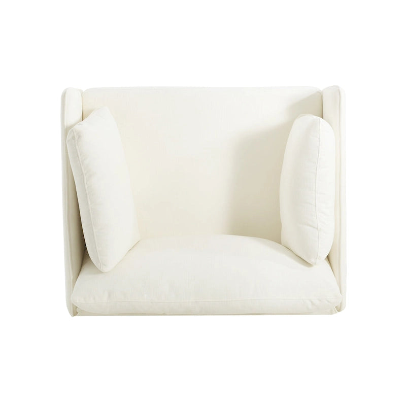 Poltroncina in tessuto con gambe in legno