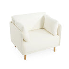Poltroncina in tessuto con gambe in legno
