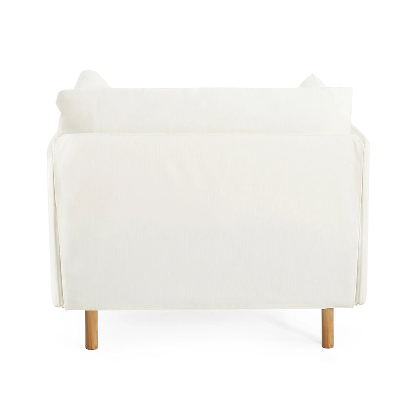 Poltroncina in tessuto con gambe in legno