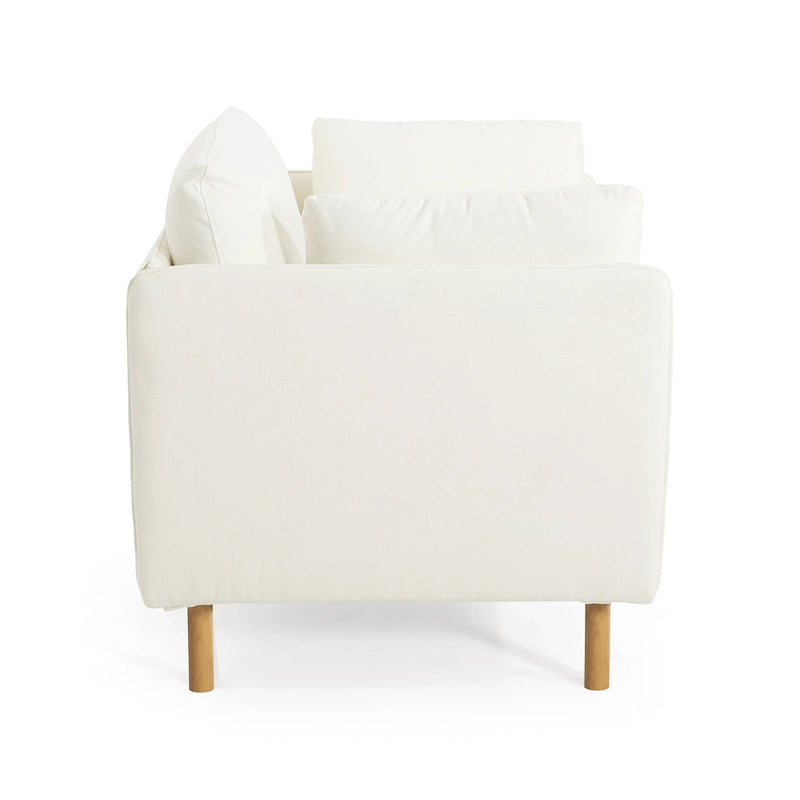 Poltroncina in tessuto con gambe in legno