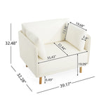 Poltroncina in tessuto con gambe in legno