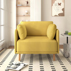 Poltroncina in tessuto con gambe in legno