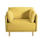 Poltroncina in tessuto con gambe in legno
