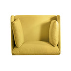 Poltroncina in tessuto con gambe in legno