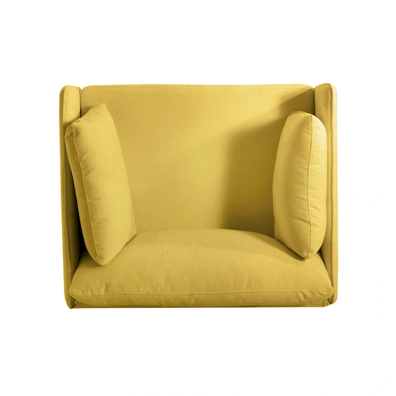 Poltroncina in tessuto con gambe in legno