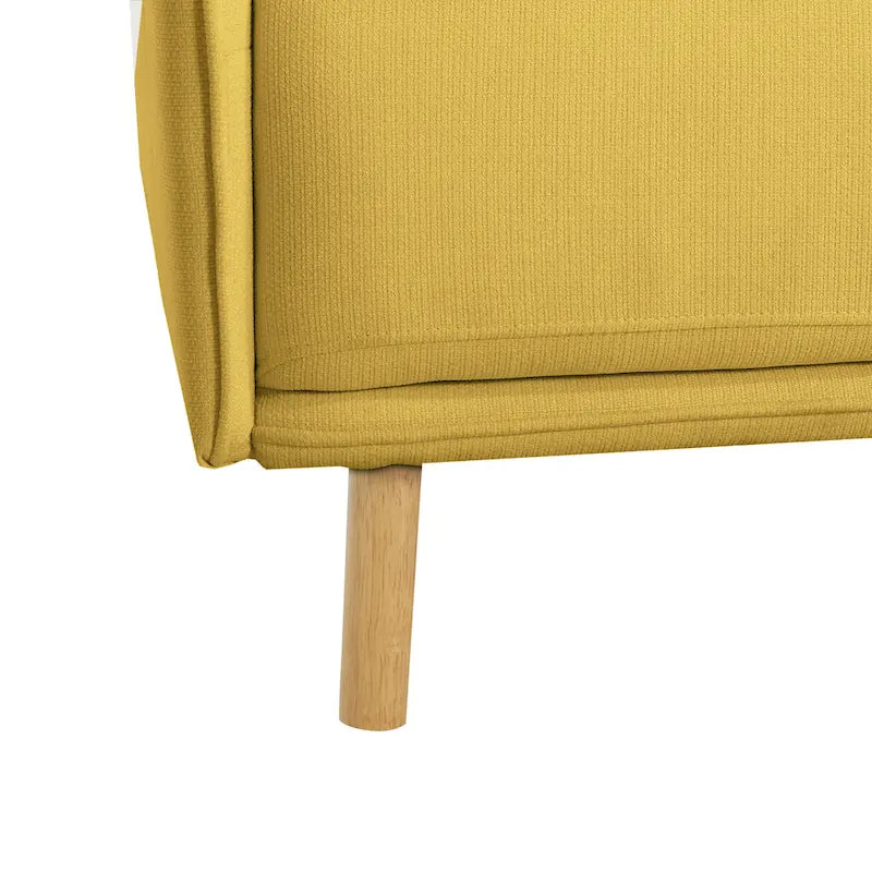 Poltroncina in tessuto con gambe in legno