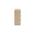 Comò beige a 6 cassetti con maniglie nere