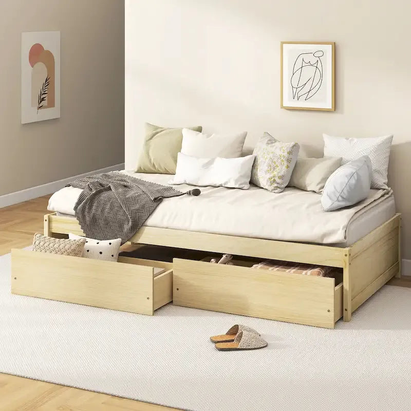 Letto singolo con cassetti contenitore e doghe di supporto