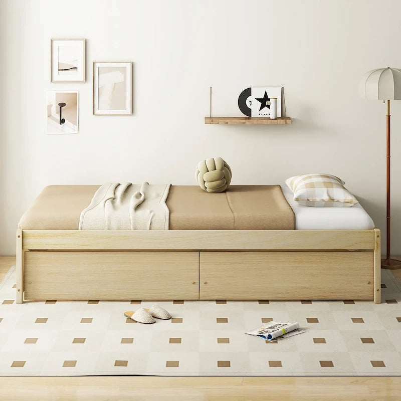 Letto singolo con cassetti contenitore e doghe di supporto