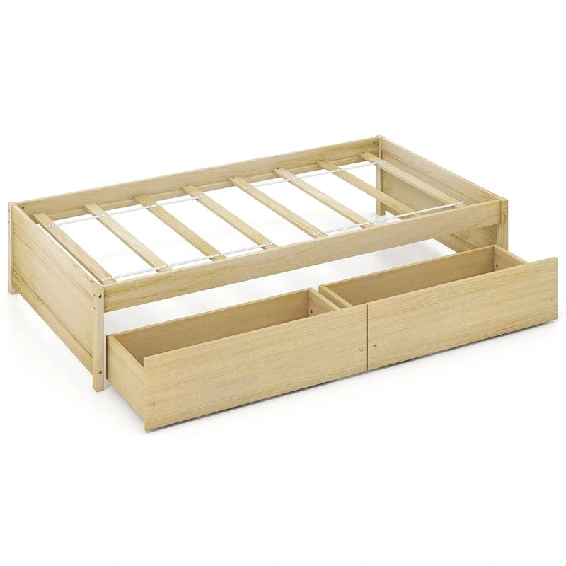 Letto singolo con cassetti contenitore e doghe di supporto