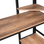 Letto a soppalco in metallo full size con scrivania e mensole – Nero