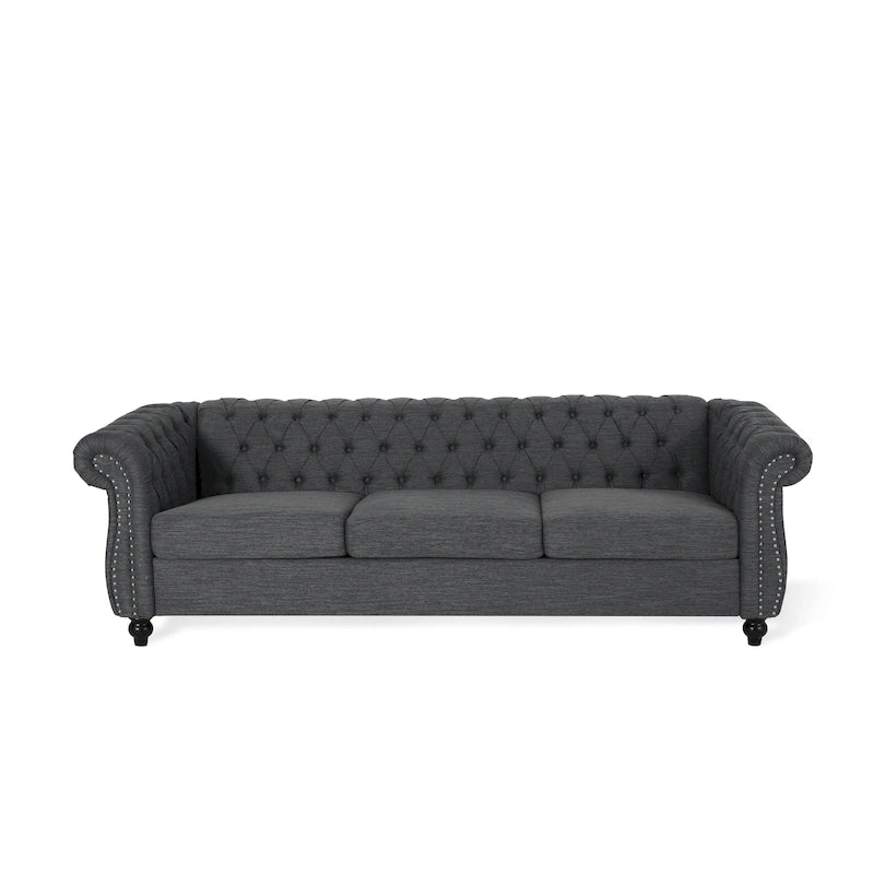 Divano a 3 posti Chesterfield con bottoni e borchie