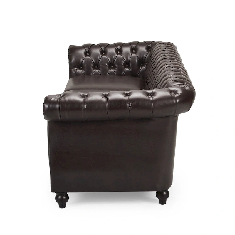 Divano a 3 posti Chesterfield con bottoni e borchie