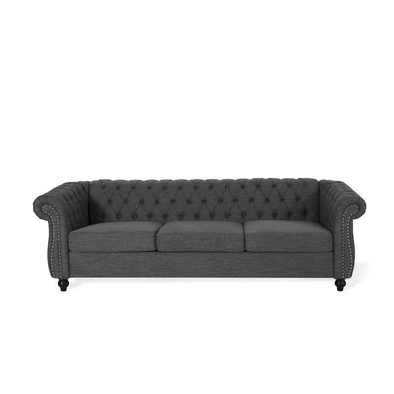 Divano a 3 posti Chesterfield con bottoni e borchie