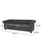 Divano a 3 posti Chesterfield con bottoni e borchie