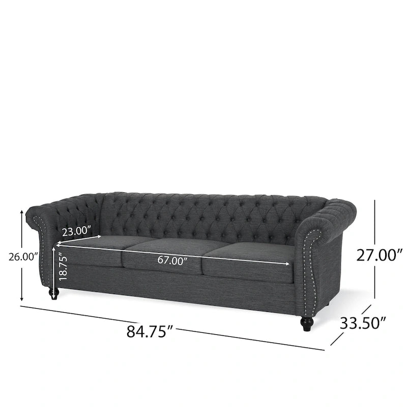 Divano a 3 posti Chesterfield con bottoni e borchie