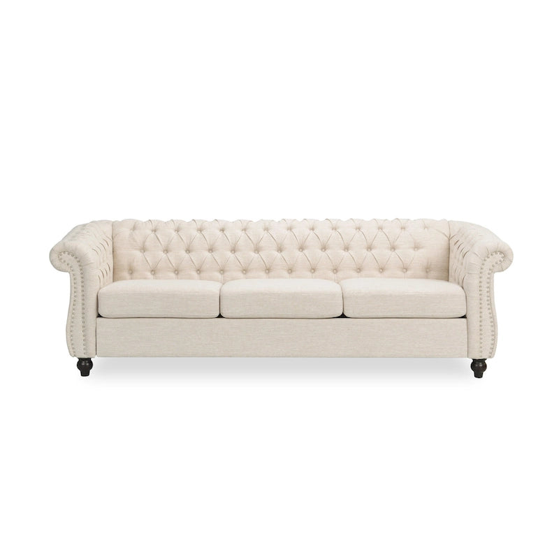 Divano a 3 posti Chesterfield con bottoni e borchie