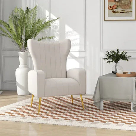 2 Set Velvet Accent Chair Upholstered Living Room Arm Chair