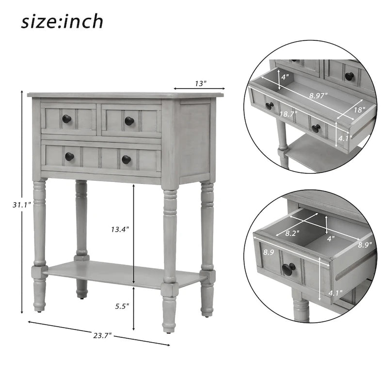 Consolle con cassetti e ripiano inferiore