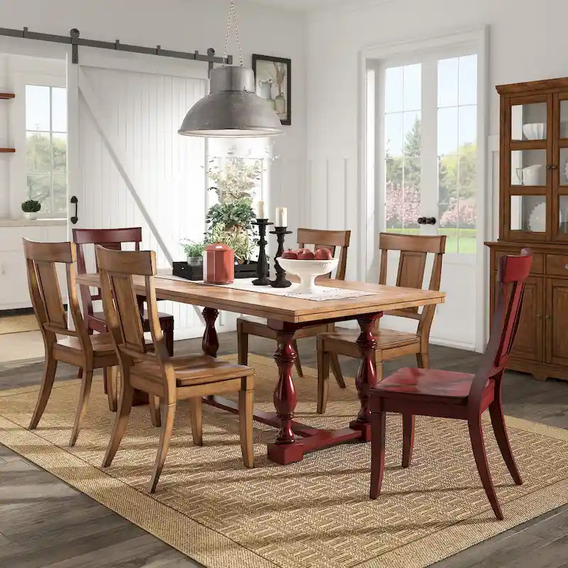 Tavolo da pranzo in rovere da 78 pollici con base a trespolo a gambe tornite