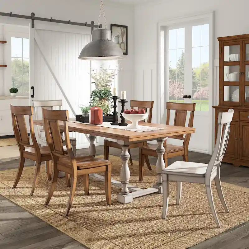 Tavolo da pranzo in rovere da 78 pollici con base a trespolo a gambe tornite