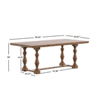 Tavolo da pranzo in rovere da 78 pollici con base a trespolo a gambe tornite