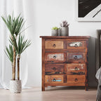 Comò da 81 cm in Legno Massello di Mango con 8 Cassetti