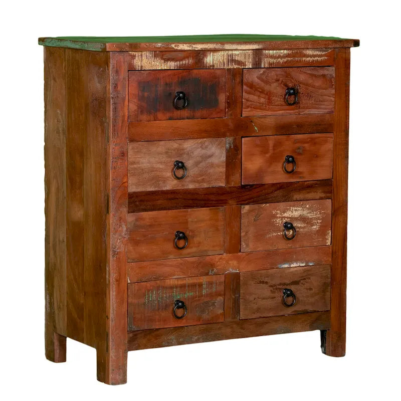 Comò da 81 cm in Legno Massello di Mango con 8 Cassetti