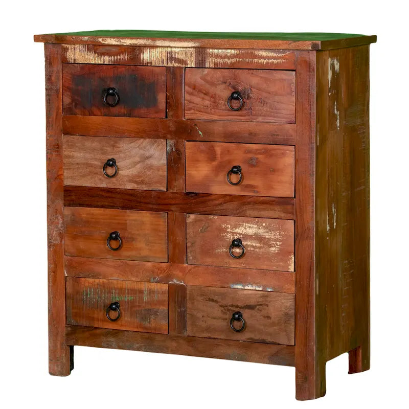 Comò da 81 cm in Legno Massello di Mango con 8 Cassetti