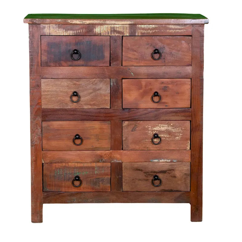 Comò da 81 cm in Legno Massello di Mango con 8 Cassetti