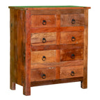 Comò da 81 cm in Legno Massello di Mango con 8 Cassetti