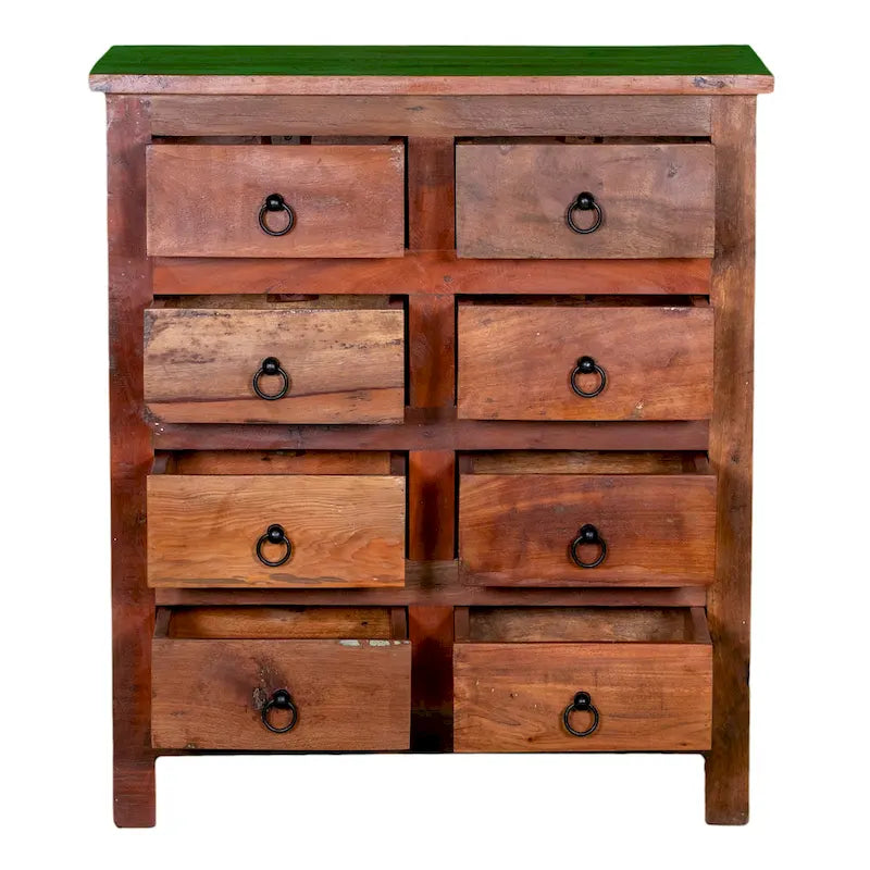 Comò da 81 cm in Legno Massello di Mango con 8 Cassetti