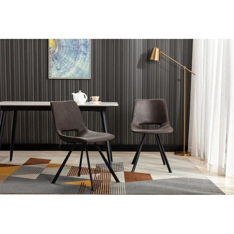 Sedie da pranzo in pelle sintetica con gambe in metallo, set da 2