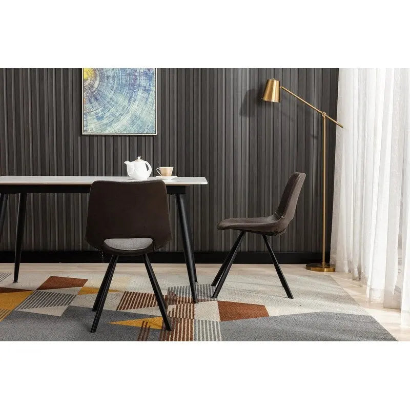 Sedie da pranzo in pelle sintetica con gambe in metallo, set da 2
