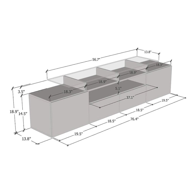 Mobile porta TV moderno con sistema di illuminazione a LED