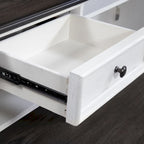 Set scrivania a L con credenza, color carbone bianco spazzolato