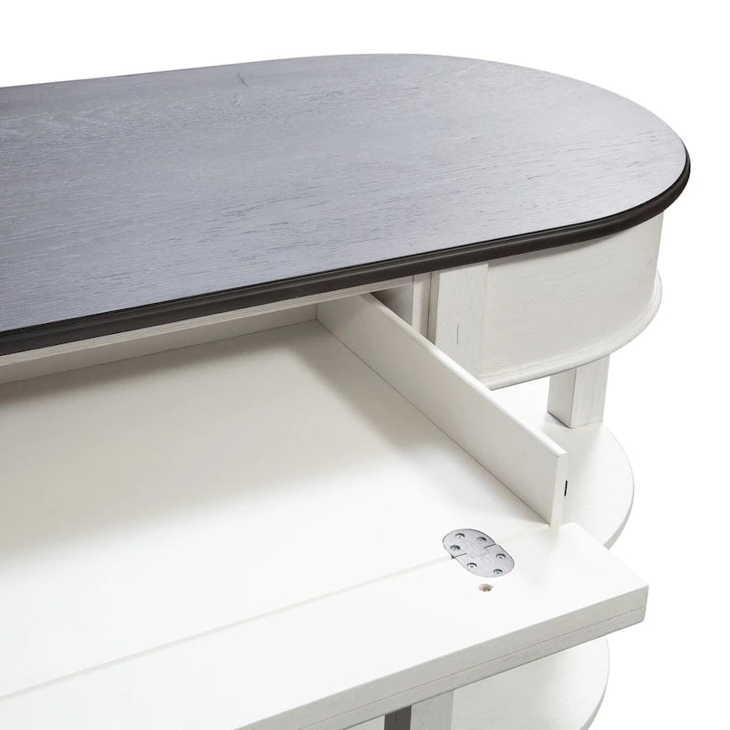 Set scrivania a L con credenza, color carbone bianco spazzolato