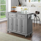 Carrello da Cucina con Piano in Acciaio Inox e Contenitore - 51,5 L x 18 P x 34 H