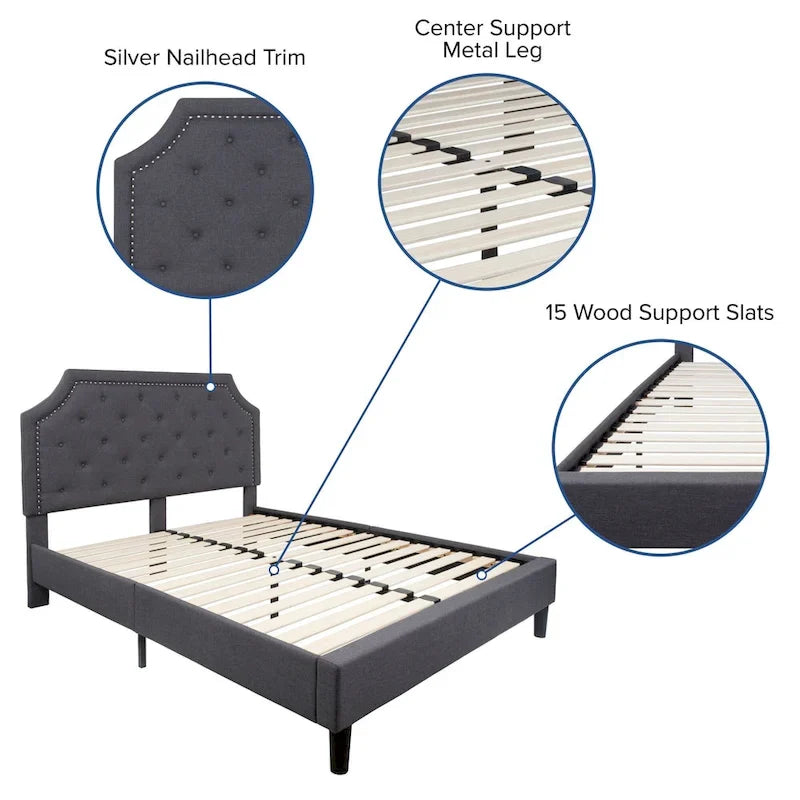 Letto imbottito a piattaforma con materasso a molle insacchettate da 25 cm