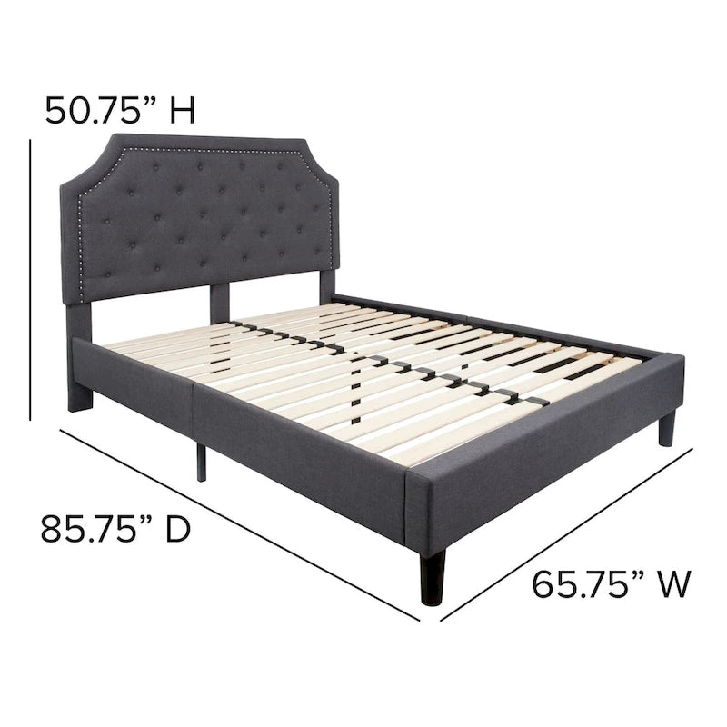 Letto imbottito a piattaforma con materasso a molle insacchettate da 25 cm